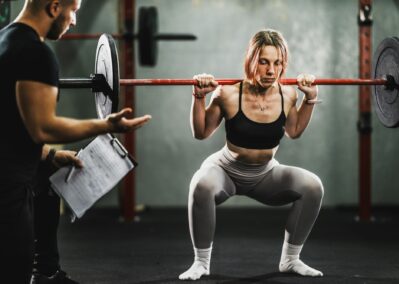 Woman Exercising With Personal Trainer At The Gym